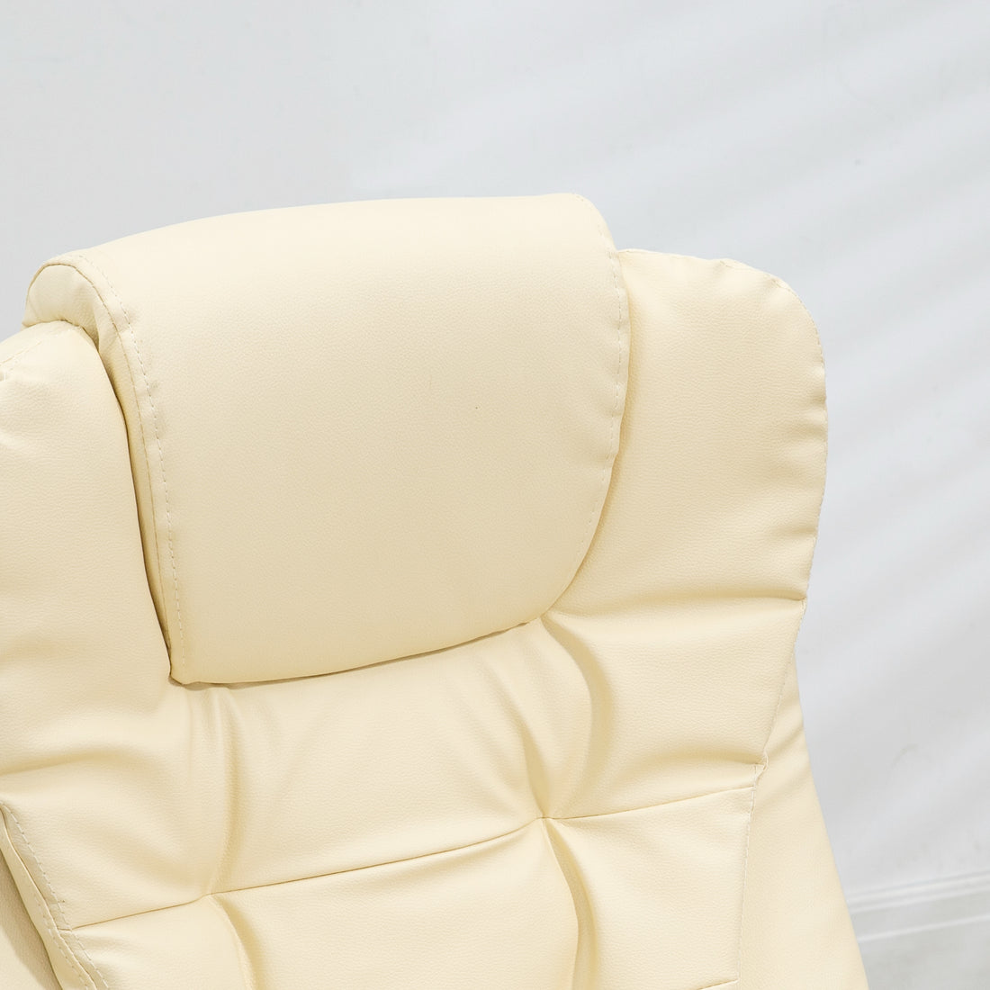 Homcom High Back Vibration Massage Office Chair With 6 Vibration Points, Heated Reclining Pu Leather Computer Chair With Armrest And Remote, Beige Beige Pu