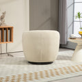 Upholstered Swivel Barrel Armchair With Storage Modern Living Room Side Chair For Bedroom Office Reading Spaces Teddy Fabric Beige Beige Foam Upholstered