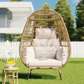 Rope Egg Shaped Chair With Removable Cushion, Suitable For Courtyard, Garden, Balcony. Beige Seats 2 Rope