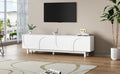 Graceful Tv Stand With Arch Cabinets For Tvs Up To 78'', Minimalist Entertainment Center With Solid Wood Legs, Practical Media Console With Adjustable Shelves For Living Room, White White Primary