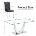 Table And Chair Set, Modern Dining Table, Tempered Glass Tabletop And Silver Colored Leg Table, Soft And Comfortable Dining Chair, Perfect For Dinner, Meetings, Home And Office Decor Black Glass