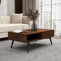 Caroline Walnut Coffee Table Dark Brown Brown Primary Living Space Mid Century Modern Walnut Rectangular Solid Wood