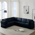 L Shaped Modular Sectional Corner Sofa Couch, 6 Seat Modular Sectional Sofa With Chaise For Living Room, Adjustable Arms And Backs Blue Blue Polyester 6 Seat