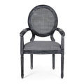 Wood And Cane Upholstered Dining Chair Set Of 2 Grey Rattan