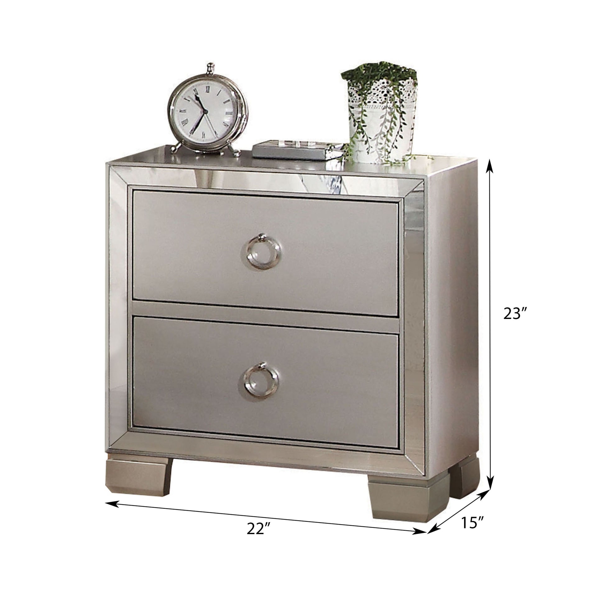 Platinum 2 Drawer Nightstand Grey 2 Drawers Bedroom Rectangle Drawers Mdf