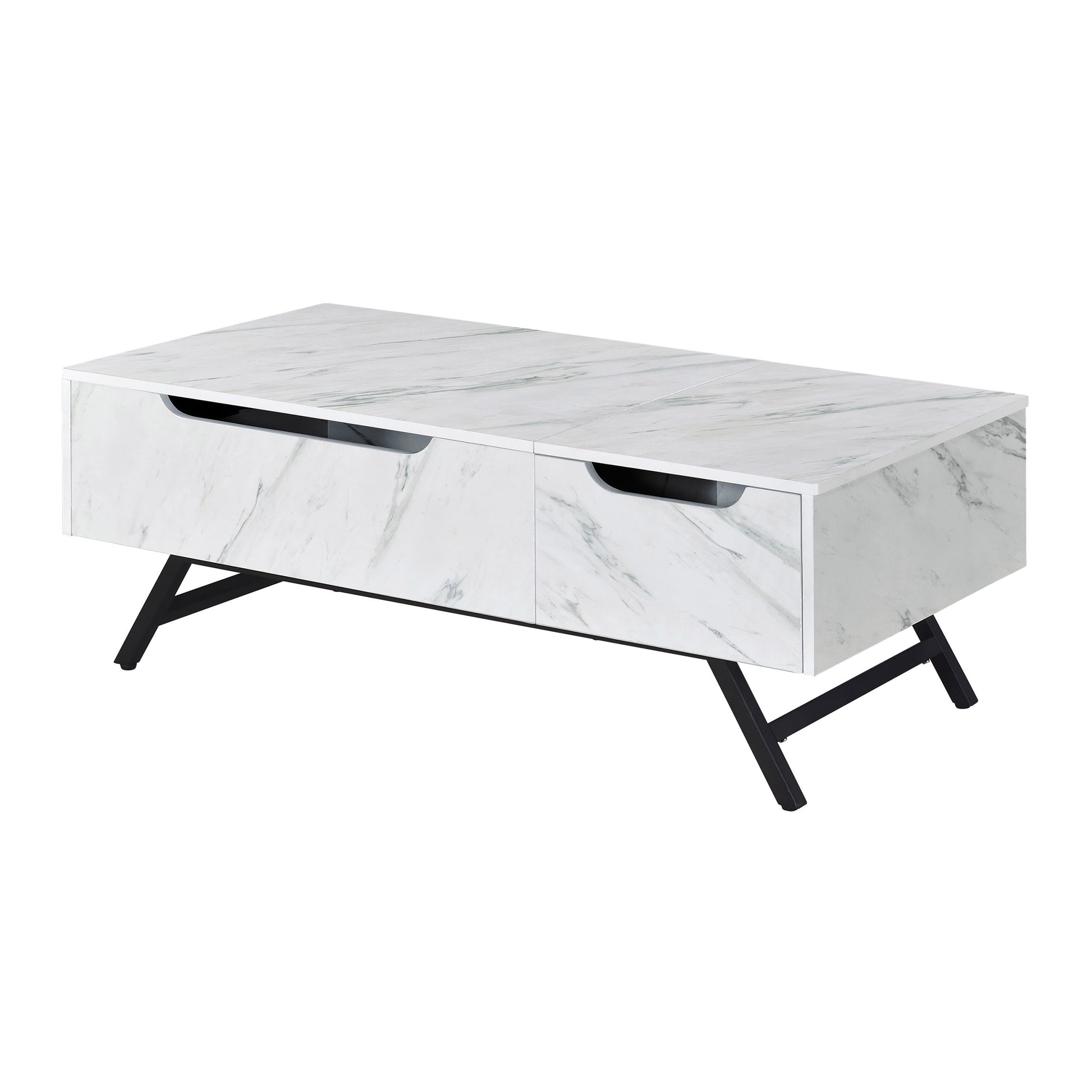 White Coffee Table With Lift Top White Primary Living Space Modern Drawers Rectangular Wood