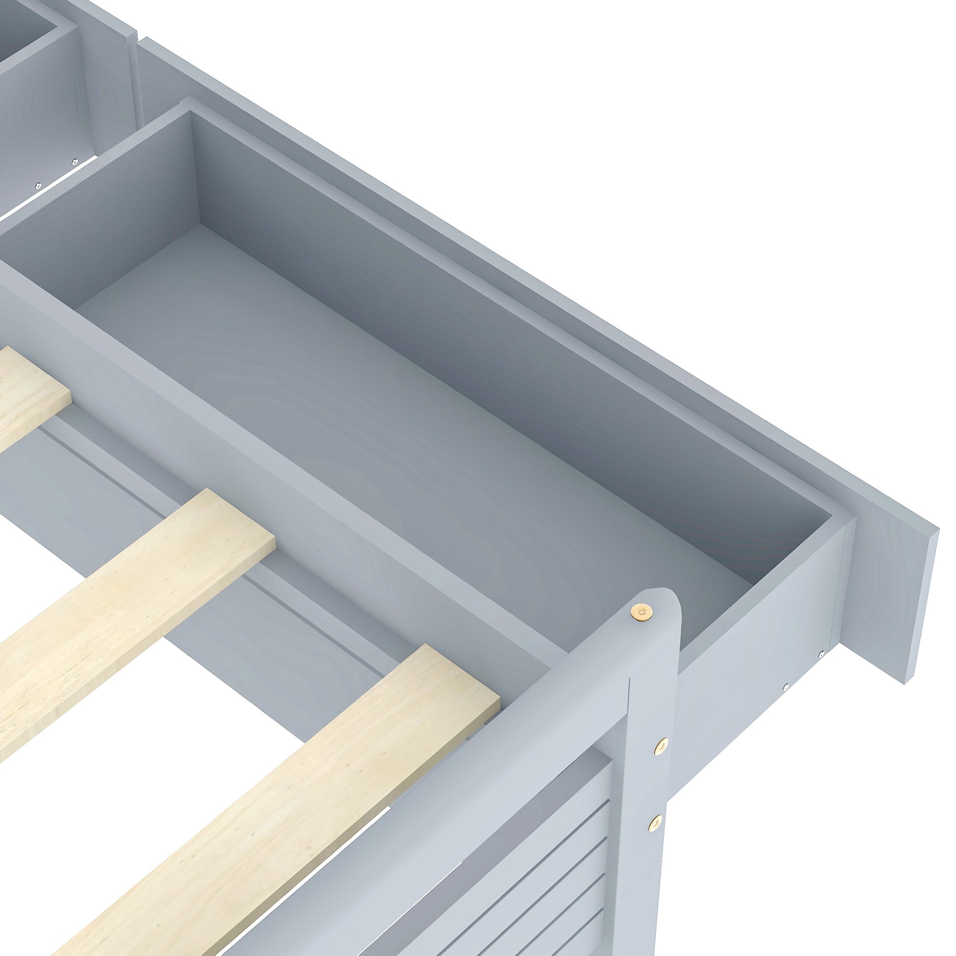 Queen Size Wooden Platform Bed With 2 Storage Drawers And 2 Bedside Tables, Gray Queen Gray Pine