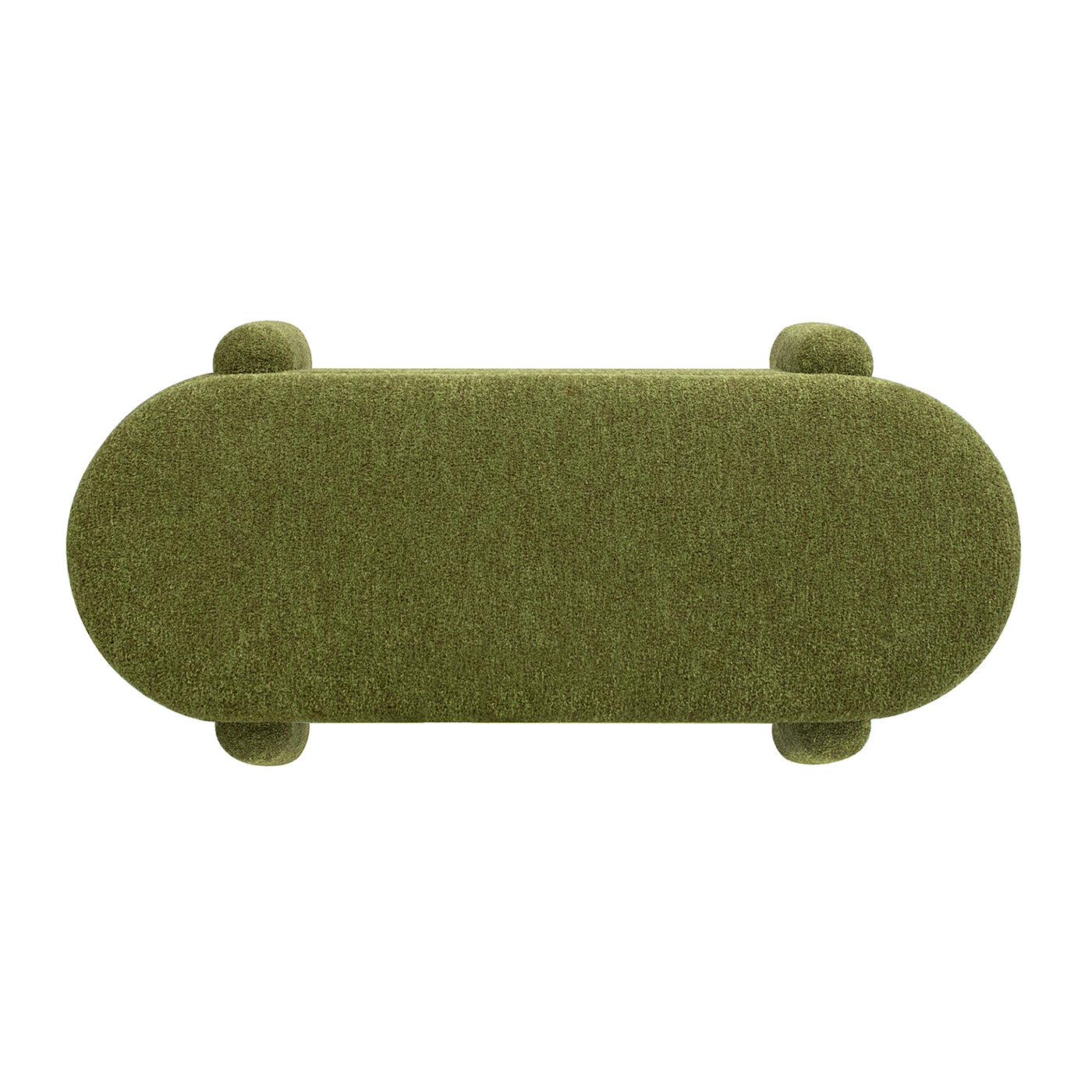 Hugo 49" Oval Fully Upholstered Storage Bench, Moss Green Boucle Green Foam Boucle