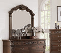 Traditional Formal Antique Cherry Antique Walnut Unique Design Dresser W Mirror Drawers Storage Bedroom Furniture Walnut Brown Bedroom Contemporary,Luxury,Traditional Rubberwood Particle Board Mdf