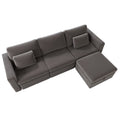 Modern Cotton Linen L Shape Sectional Sofa, Oversized Upholstery Sectional Sofa, Chaise Couch With Storage Ottomans For Living Room Loft Apartment Office Dark Gray 4 Seats Wood Primary Living Space Medium Duty Pine 4 Seat Dark Gray Linen Medium Soft