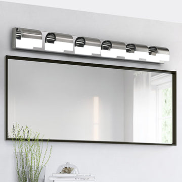 Modern Bathroom Vanity Lighting 6 Light Led Vanity Lights Over Mirror Bath Wall Lighting Chrome Acrylic,Stainless Steel