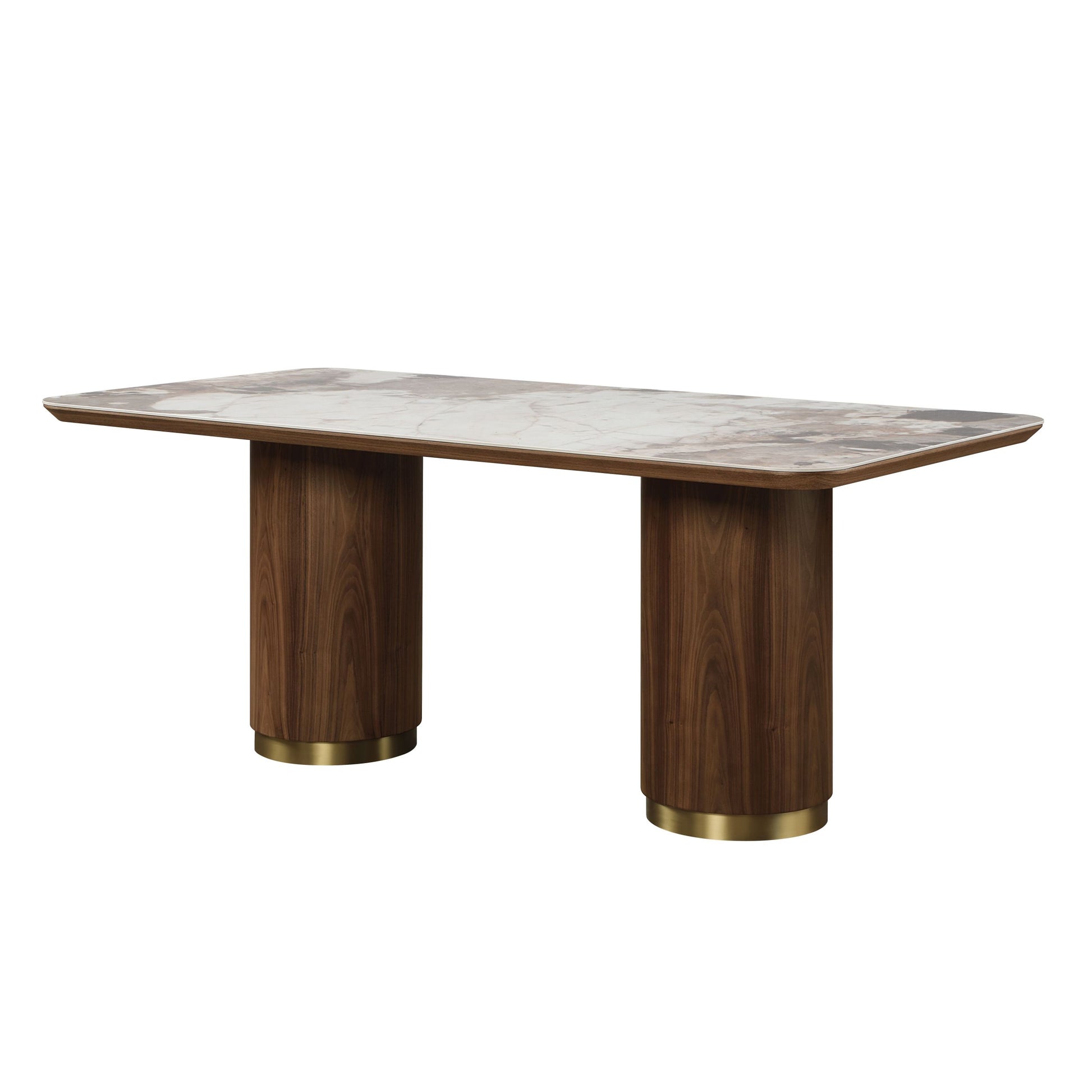 Willene Dining Table W Ceramic Top, Ceramic Top & Walnut Finish Dn03145 Walnut Mdf Steel