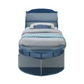 Grey And Navy Twin Bed With 2 Open Compartments Grey Blue Wood