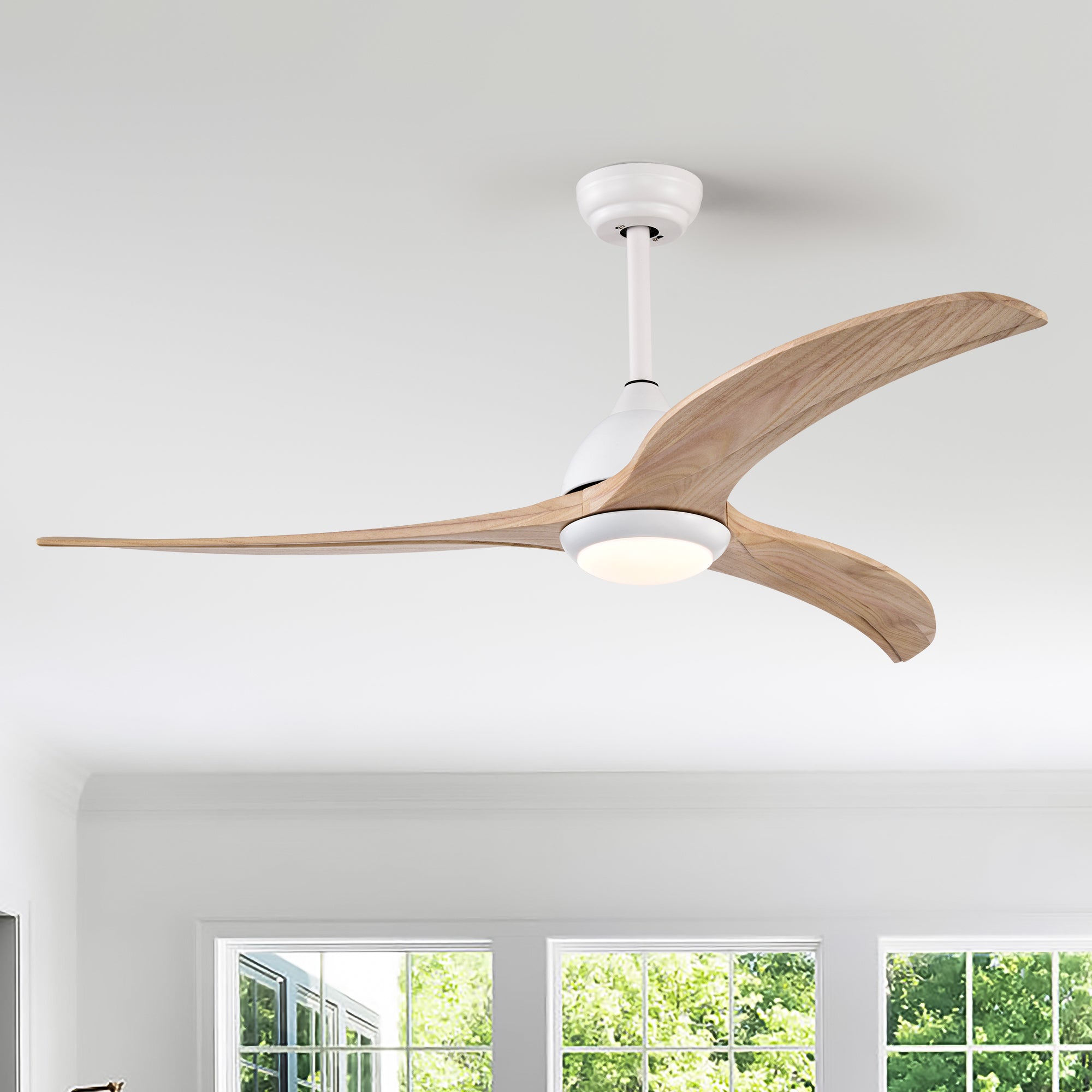 52" Ceiling Fan, Indoor Outdoor Ceiling Fan With Light With Remote Control, Noiseless Reversible Motor, 6 Speed ,3 Colorfor Patio Living Room, Bedroom, Office,Indoor. Matte White Matte White Contemporary,Farmhouse,Industrial Wood Iron