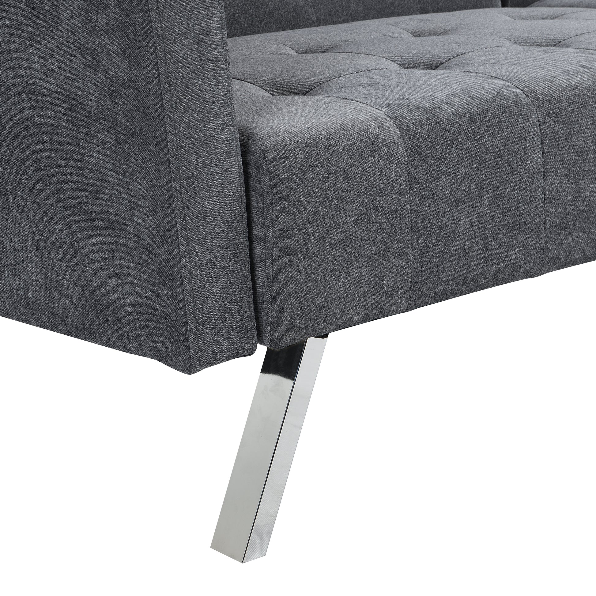 Sofa Bed Convertible Folding Dark Grey Lounge Couch Loveseat Sleeper Sofa Armrests Living Room Bedroom Apartment Reading Room Dark Gray Linen 2 Seat