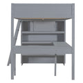 Full Size Loft Bed With Desk And Shelf Gray Full Gray Solid Wood