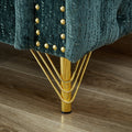 Chenille Pull Buckle Design Sofa For Living Room,Buttons Tufted With Copper Nail Decoration Armrest, Modern Couch Upholstered Button And Metal Legs Green Foam Chenille 6 Seat