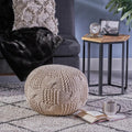 Knited Pouf Beige Cotton
