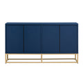 Four Door Metal Handle Storage Cabinet, Adjustable Shelves, Suitable For Corridor, Entrance, Living Room, Study Navy Blue Mdf