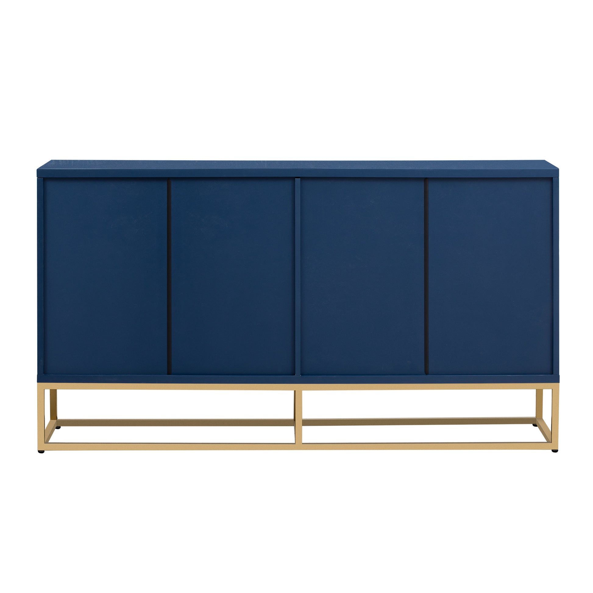 Four Door Metal Handle Storage Cabinet, Adjustable Shelves, Suitable For Corridor, Entrance, Living Room, Study Navy Blue Mdf