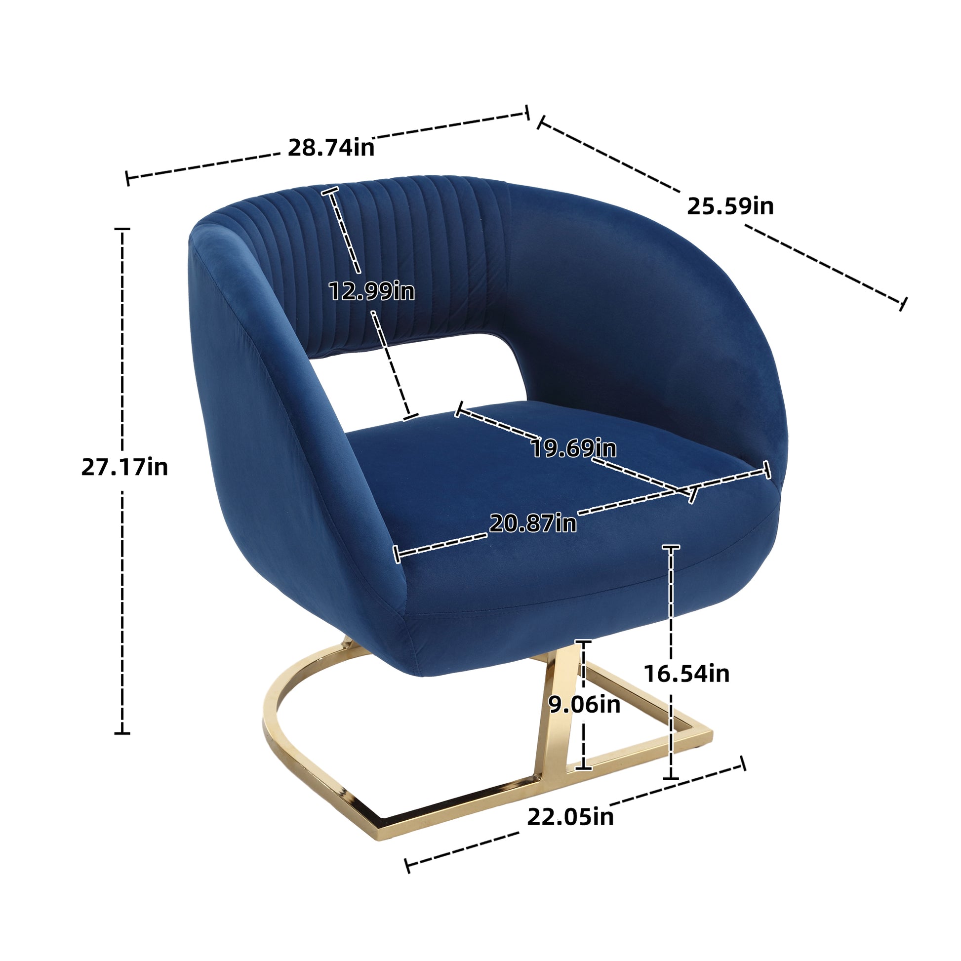 Coolmore Modern Chair With Velvet Fabric, Mid Century Chair With Wide Upholstered, Armchair For Living Room, Lounge, Bedroom Navy Navy Primary Living Space Foam Velvet