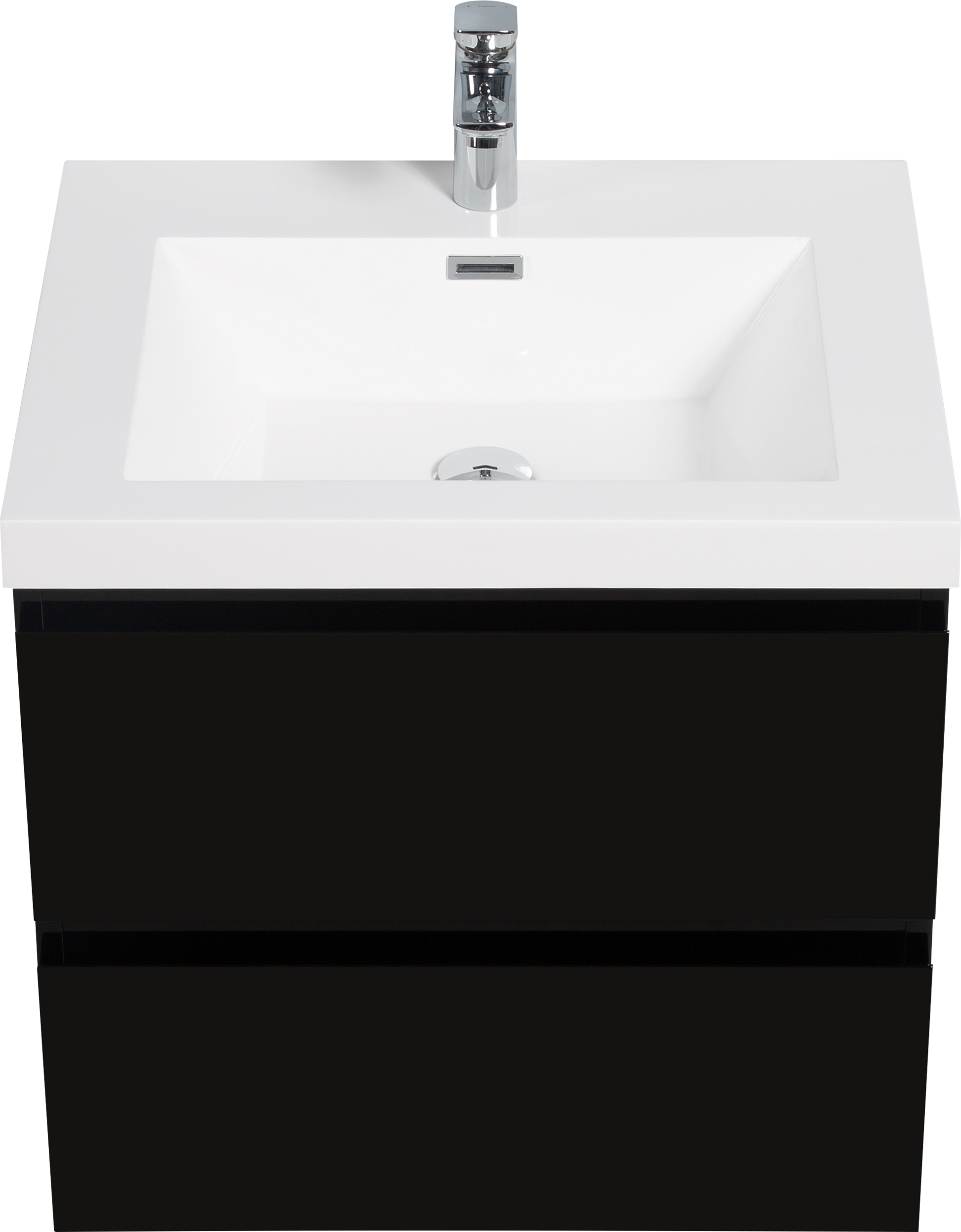 24" Floating Bathroom Vanity With Sink, Modern Wall Mounted Bathroom Storage Vanity Cabinet With Resin Top Basin And Soft Close Drawers, Glossy Black 24V11 24Gb 2 Black Wall Mounted Mdf