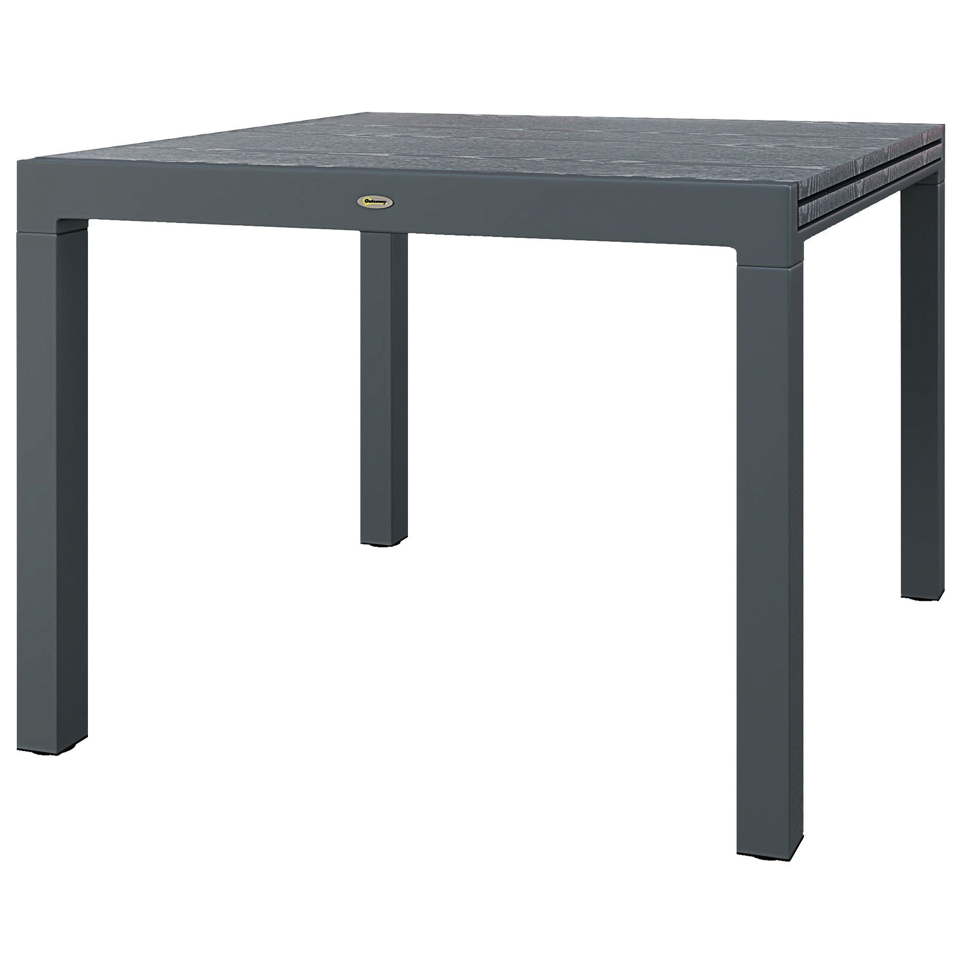 Outsunny Extendable Outdoor Dining Table, 41" 83" Aluminum Frame Patio Table With Wood Effect Steel Top, Rectangle Expandable Patio Table For 6 8, Dark Gray Dark Grey Steel