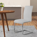 Metal Cantilever Basedining Chair, Set Of 2, White And Silver White Solid Wood