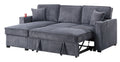 Convertible Sectional Dark Gray Color Corduroy Reversible Chaise W Storage And Sofa Pull Out Bed Pillows Living Room 2Pc Set Dark Gray Primary Living Space Cushion Back Contemporary,Modern L Shaped Rubberwood Rolled Arms Corduroy 4 Seat