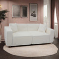 Full Foam Compression Sofa, Modern Teddy Velvet Sofa,2 3 Seat Mid Century Indoor Couch, Exquisite Upholstered Loveseat For Living Room,Bedroom,Apartment White Linen Wood Primary Living Space Soft