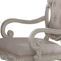 Beige And Antique White Arm Chair With Button Tufted Set Of 2 Beige Dining Room Traditional Ash Set Of 2 Wood Fabric