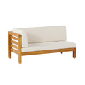 Oana Outdoor Wooden Sectional Set With Cushions, Beige Beige Acacia Wood