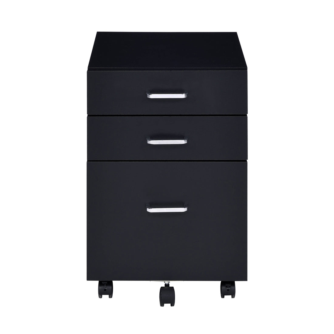 Black And Chrome 3 Drawer Rectangular File Cabinet Filing Cabinets 3 4 Drawers Black Silver Modern Wood Metal