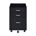 Black And Chrome 3 Drawer Rectangular File Cabinet Filing Cabinets 3 4 Drawers Black Silver Modern Wood Metal