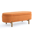 Ottoman Oval Storage Bench,Rubber Wood Leg,Orange 46.