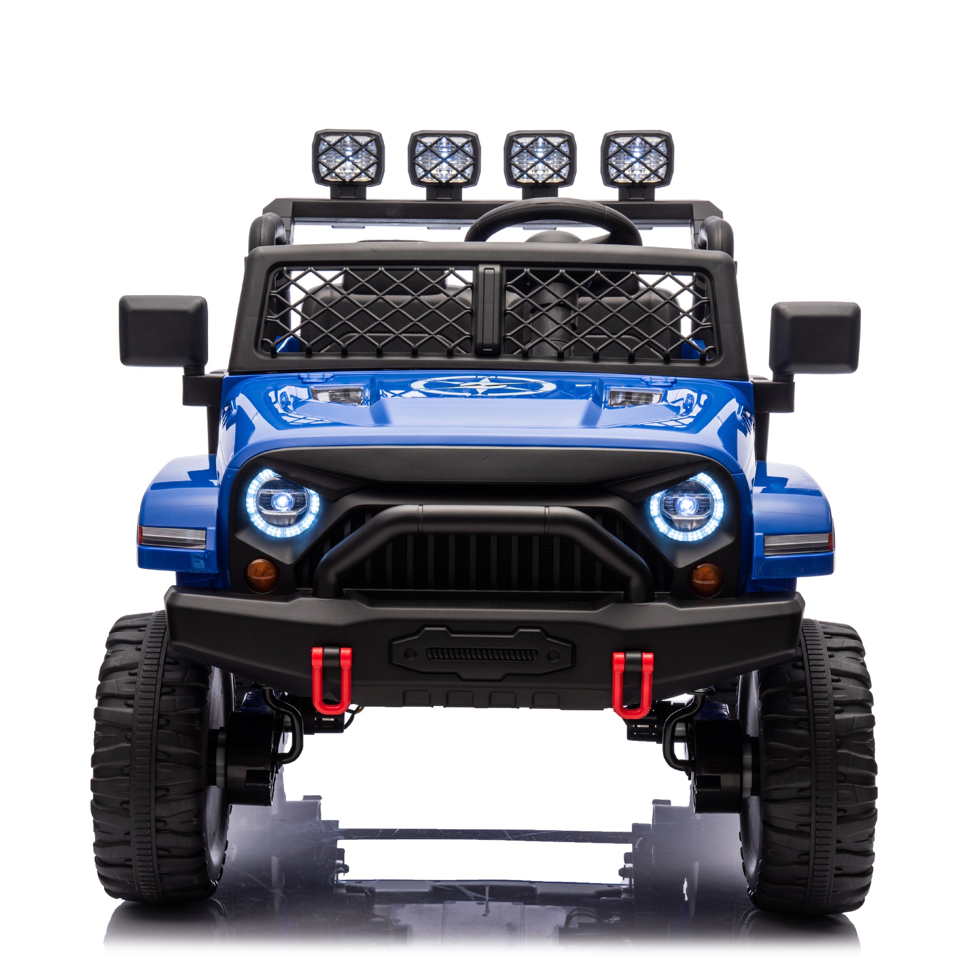 Blue,24V 2 Seater Ride On Truck Car, 4Wd Motors, With 2.4G Remote Control,Metal Suspension,Soft Start,Music, Led Light,Outdoor Off Road Electric Car,Toys Gifts Blue 100 149 Lbs Iron Plastic Iron