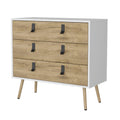 Kimball 3 Drawer Dresser, Modern Chic Storage With Wooden Legs Multicolor Particle Board Engineered Wood