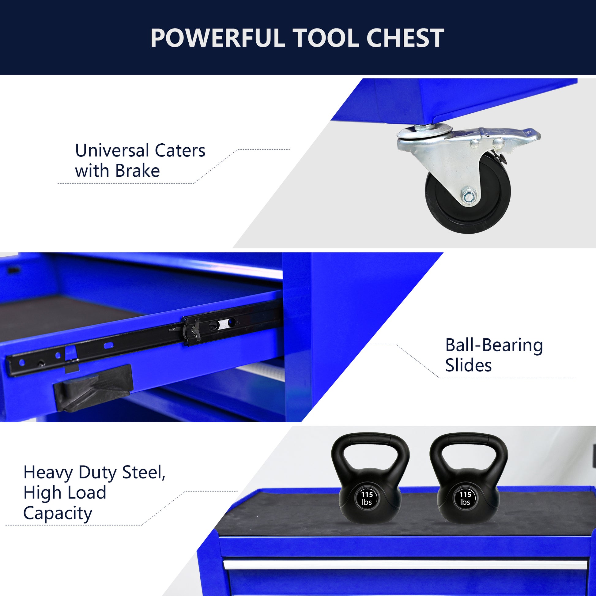 4 Drawers Multifunctional Tool Cart With Wheels Blue Blue Steel