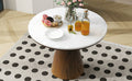 Retro Round Dining Table Minimalist Elegant Table For Living Room, Dining Room White Brown Brown White Rubber Wood