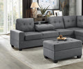 Modern Living Room 3 Piece Sectional Reversible Sofa Chaise Storage Ottoman Tufted Detail Dark Gray Microfiber Upholstered Drop Down Cup Holder Solid Wood Frame Furniture Dark Gray Microfiber Wood Primary Living Space Modern L Shaped Solid Wood 4 Seat