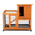 Detachable Rabbit Hutch With Removable Tray And Rolling Casters, Orange Orange Pine