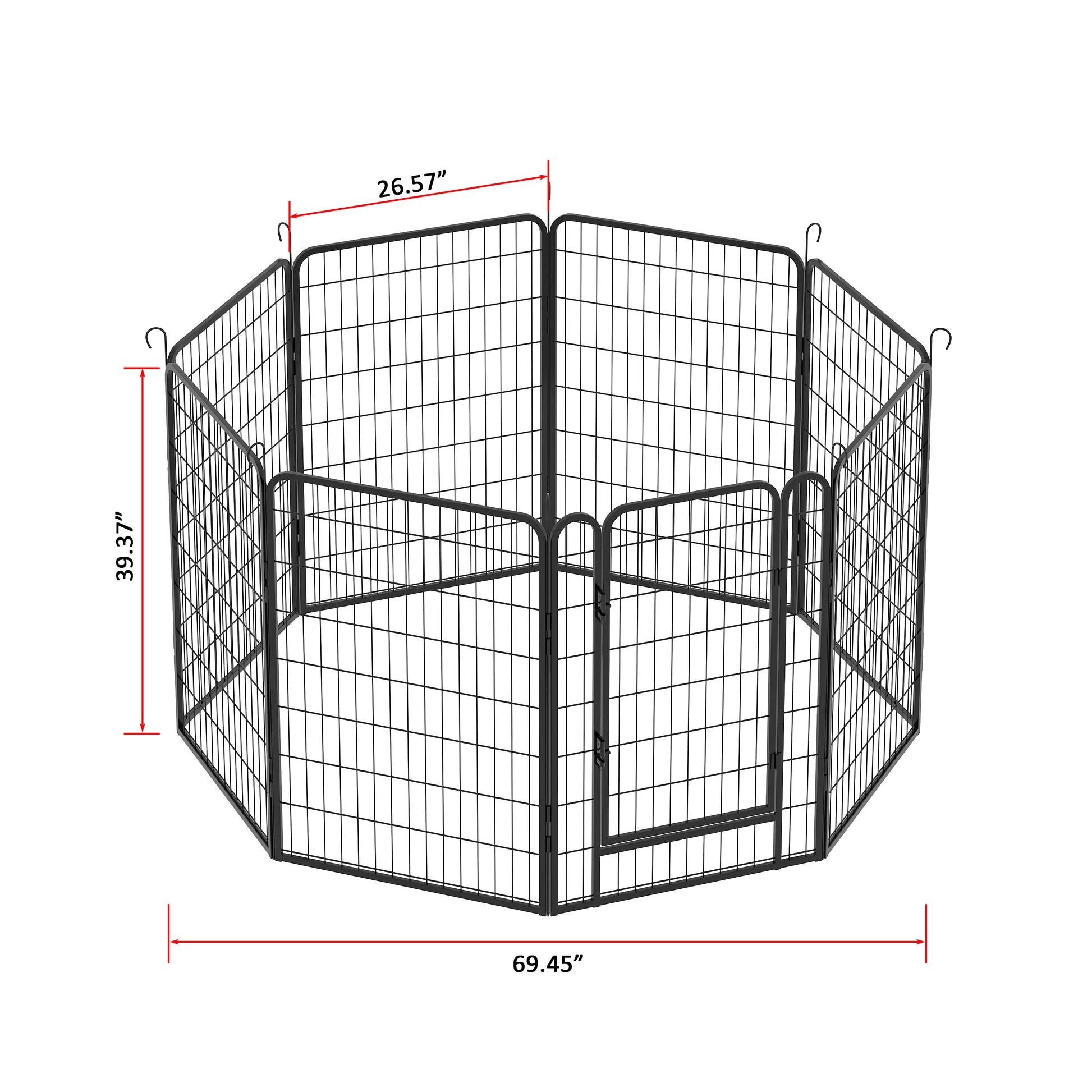 8 Panels Heavy Duty Metal Playpen With Door,39.37"H Dog Fence Pet Exercise Pen For Outdoor, Indoor Black Metal