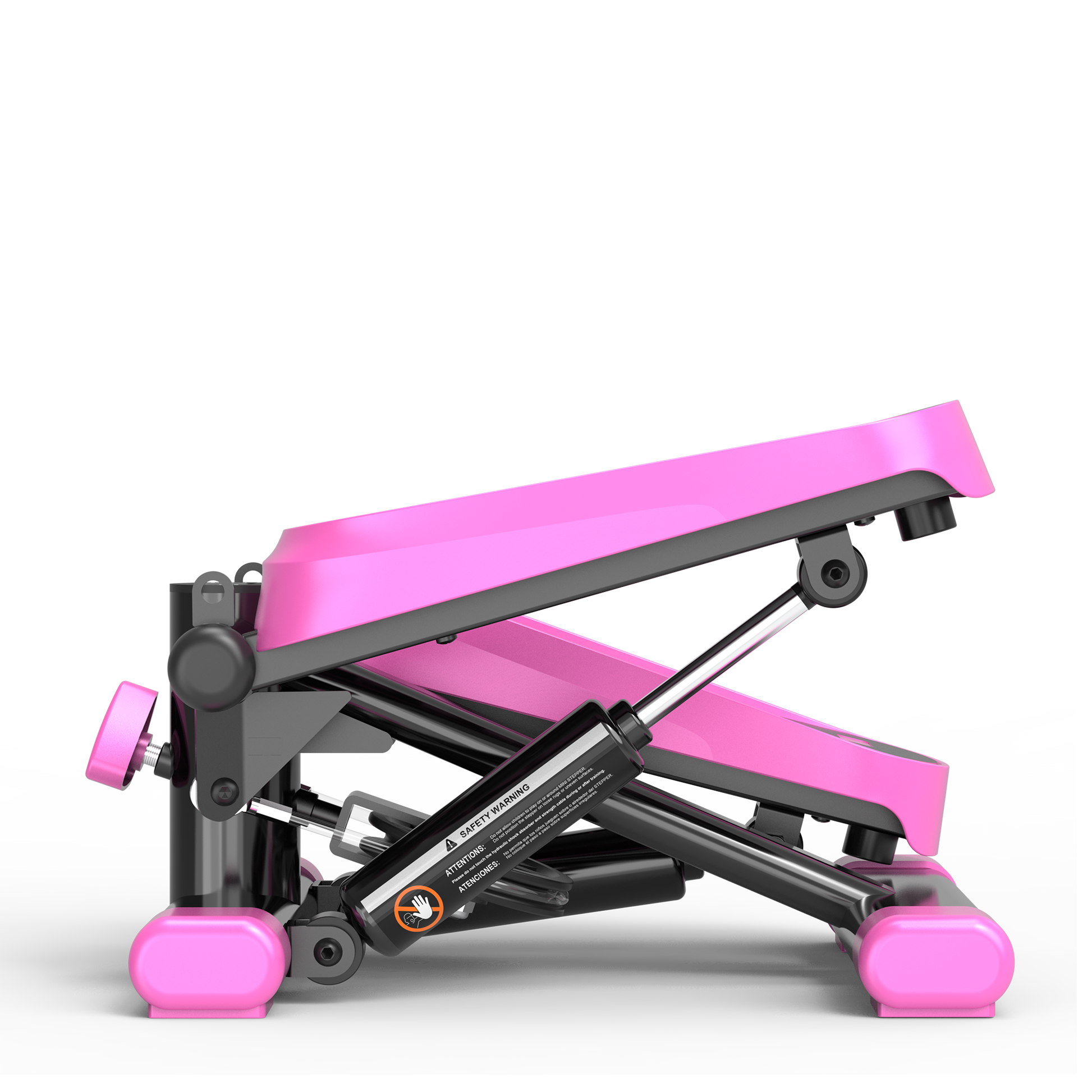 Home Office Exercise 330Lbs Capacity Mini Stepper With Resistance Bands And Lcd Monitor Pink Black Steel