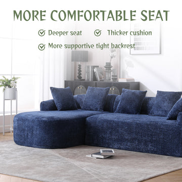 Coolmore Boucle Sofa 3 Seater For Living Room Oversized Comfy Sofa L Shape Sofa Couch With Chaise Home Furniture Sleeper Sectional Sofa For Apartment, Office Left Hand Facing Blue Blue Primary Living Space Foam Boucle 3 Seat