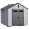 Xwt013 1 8*10Ft Plastic Storage Shed For Backyard Garden Big Spire Tool Storage Black Grey Garden & Outdoor Plastic