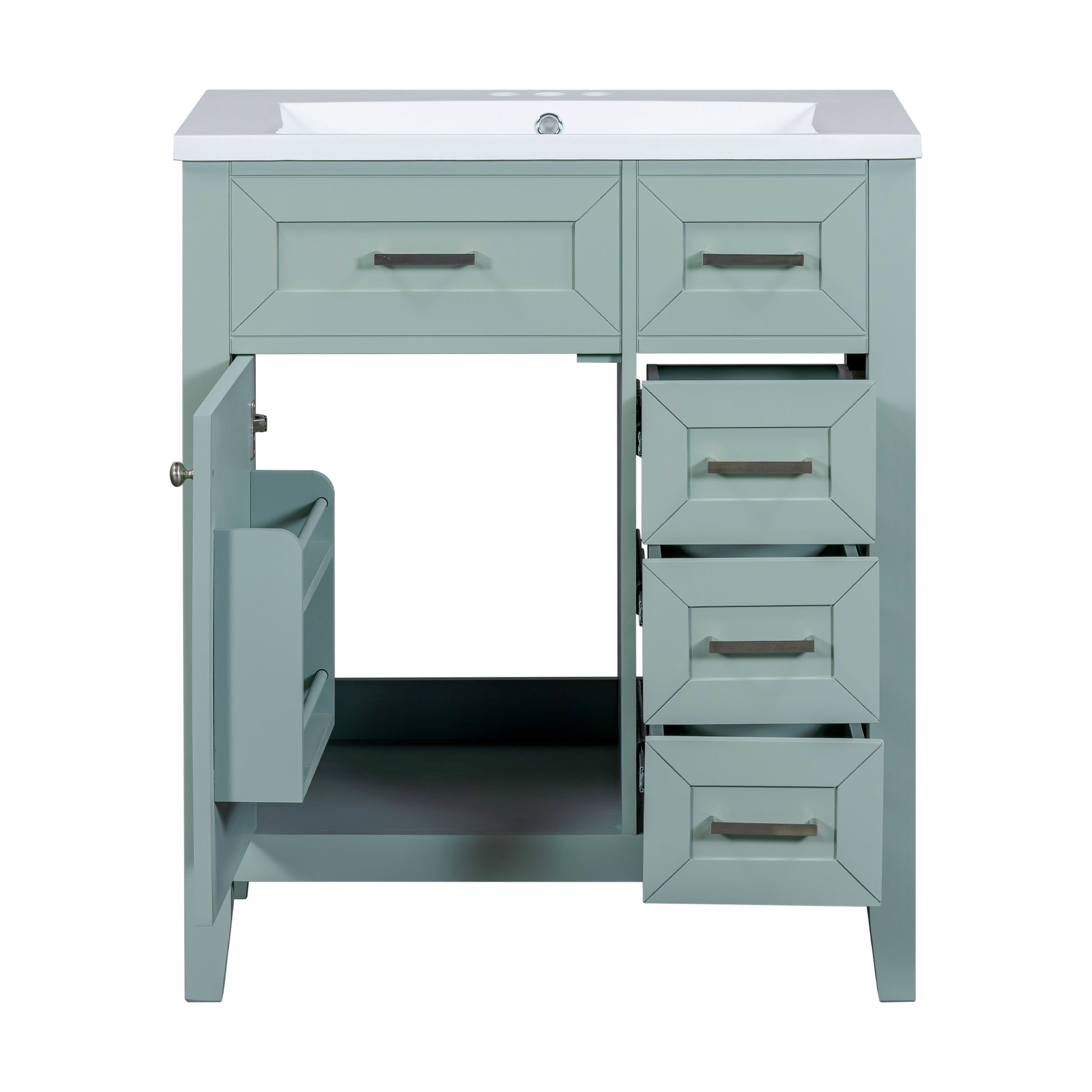 30" Bathroom Vanity With Sink Combo, Green Bathroom Cabinet With Drawers, Solid Frame And Mdf Board Green Solid Wood Mdf