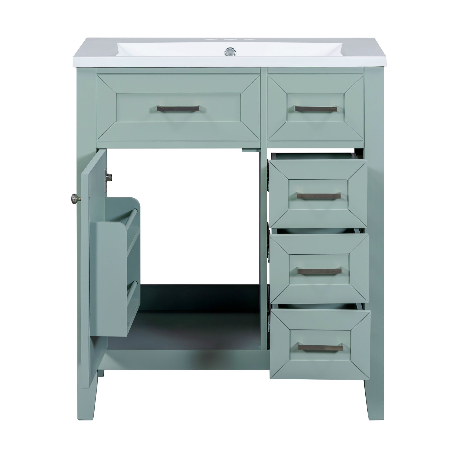 30" Bathroom Vanity With Sink Combo, Green Bathroom Cabinet With Drawers, Solid Frame And Mdf Board Old Sku:N725S999222F Green Solid Wood Mdf