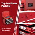 Tool Chest, 5 Drawer Rolling Tool Storage Cabinet With Detachable Top Tool Box, Liner, Universal Lockable Wheels, Adjustable Shelf, Locking Mechanism, Metal Tool Cart For Garage Workshop Red Steel