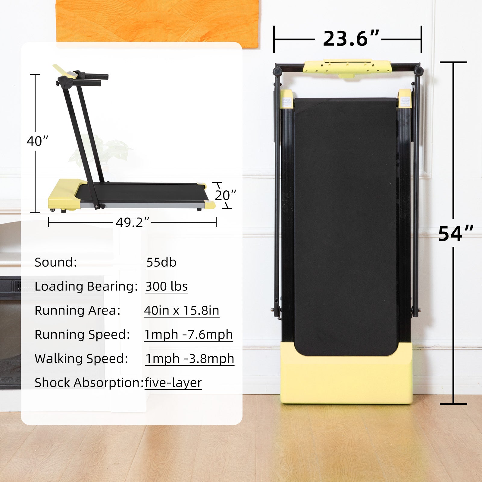 Treadmills For Home, Treadmill With Led For Walking & Running Yellow Iron