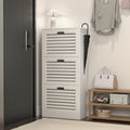 Wooden Shoe Cabinet For Entryway, White Shoe Storage Cabinet With 3 Flip Doors 20.94X9.45X43.11 Inch White Mdf